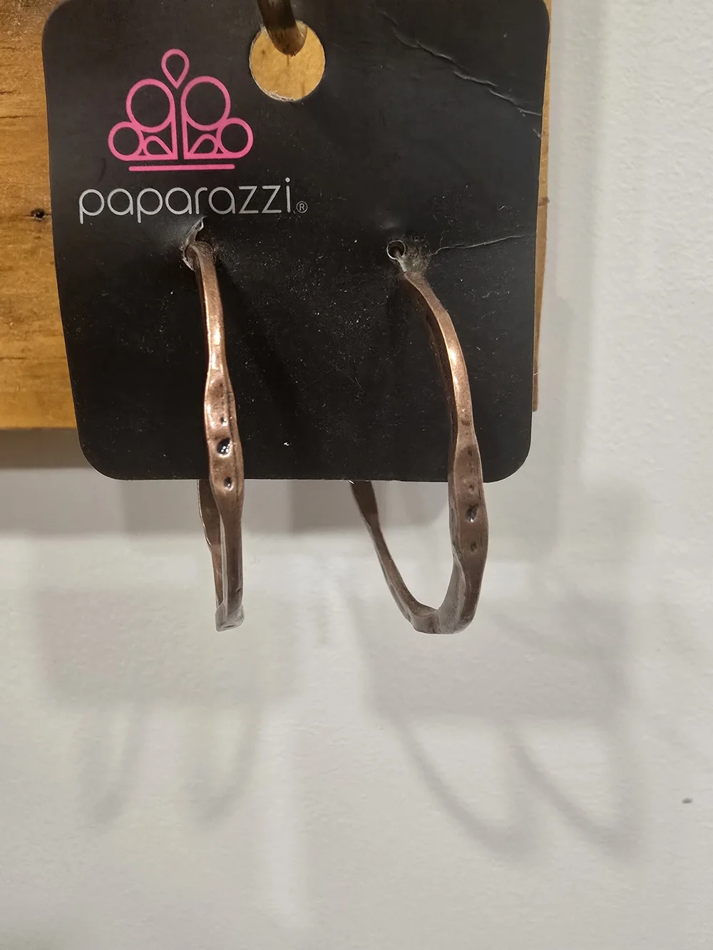 paparazzi Rose Copper Textured Hammered Hoop Earrings